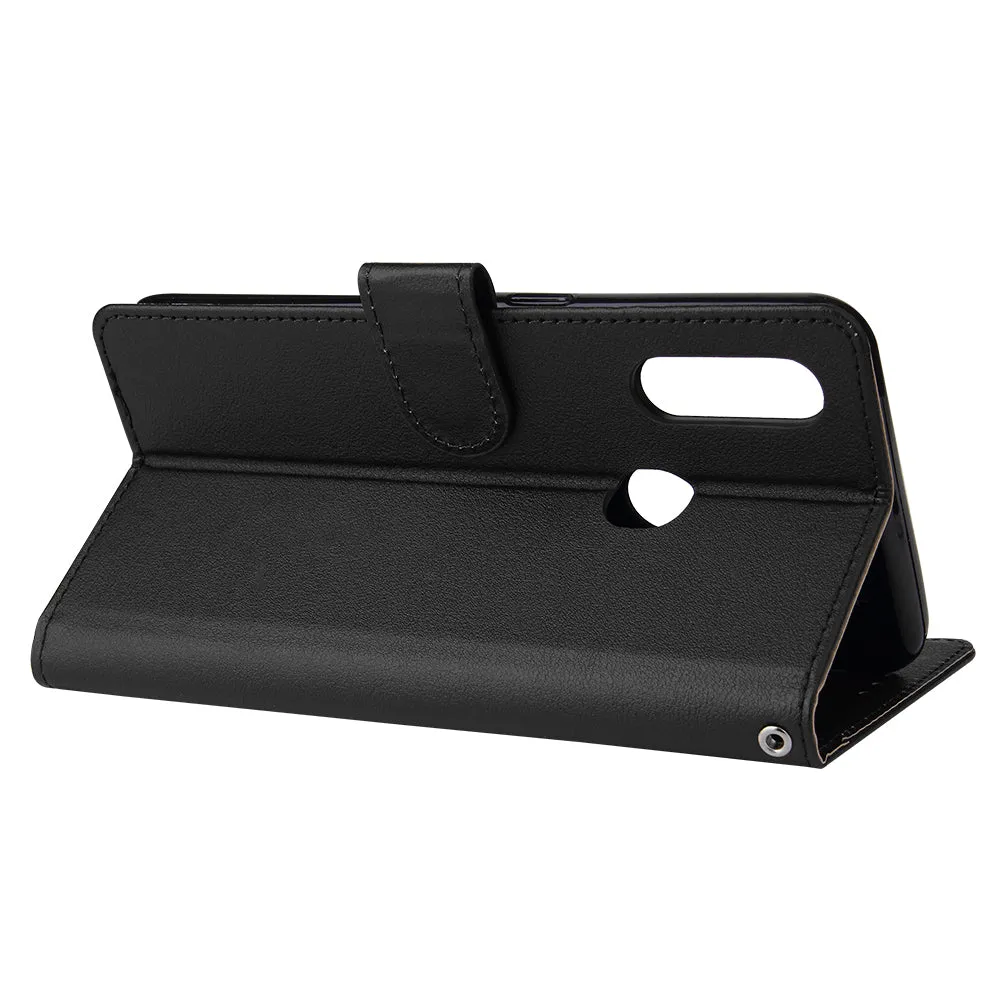 For OPPO A8 / A31/Realme XT / X2 Mobile Phone Case PU Buckle Closure Wallet Design Cards Slots All-round Protection Phone Cover  black