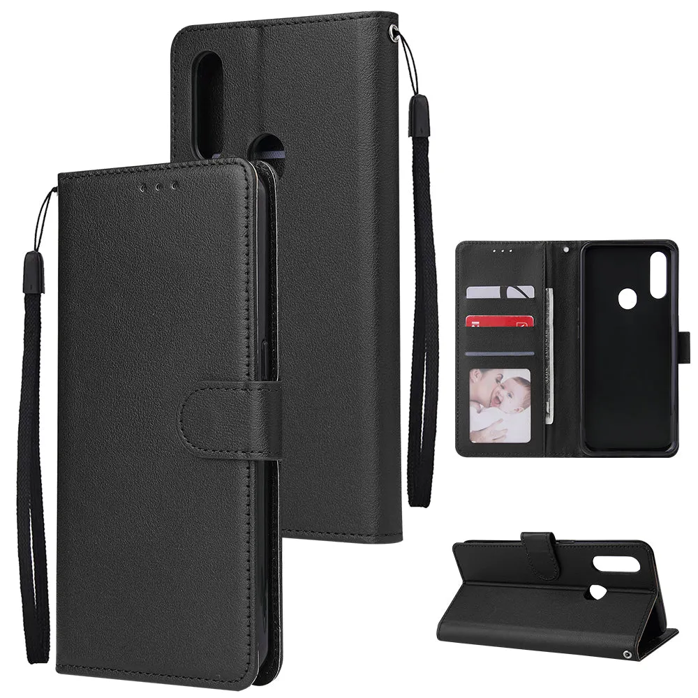 For OPPO A8 / A31/Realme XT / X2 Mobile Phone Case PU Buckle Closure Wallet Design Cards Slots All-round Protection Phone Cover  black