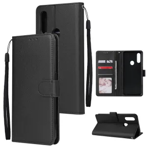 For OPPO A8 / A31/Realme XT / X2 Mobile Phone Case PU Buckle Closure Wallet Design Cards Slots All-round Protection Phone Cover  black