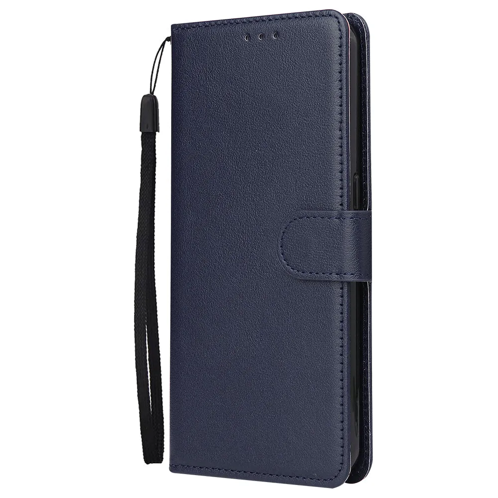 For OPPO A8 / A31/Realme XT / X2 Mobile Phone Case PU Buckle Closure Wallet Design Cards Slots All-round Protection Phone Cover  blue