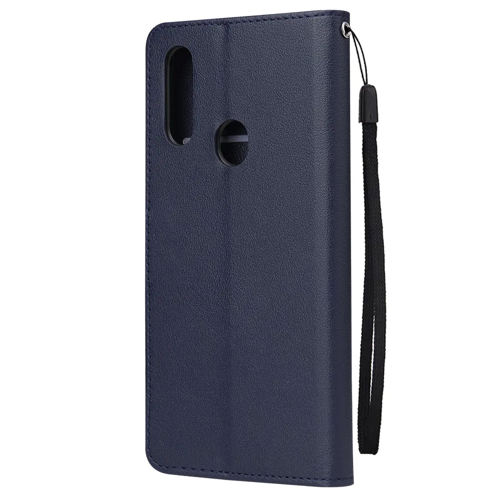 For OPPO A8 / A31/Realme XT / X2 Mobile Phone Case PU Buckle Closure Wallet Design Cards Slots All-round Protection Phone Cover  blue