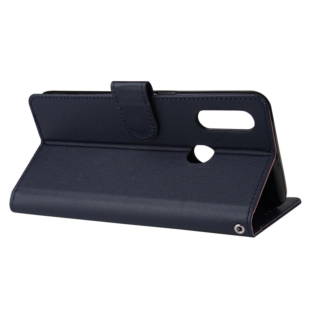 For OPPO A8 / A31/Realme XT / X2 Mobile Phone Case PU Buckle Closure Wallet Design Cards Slots All-round Protection Phone Cover  blue