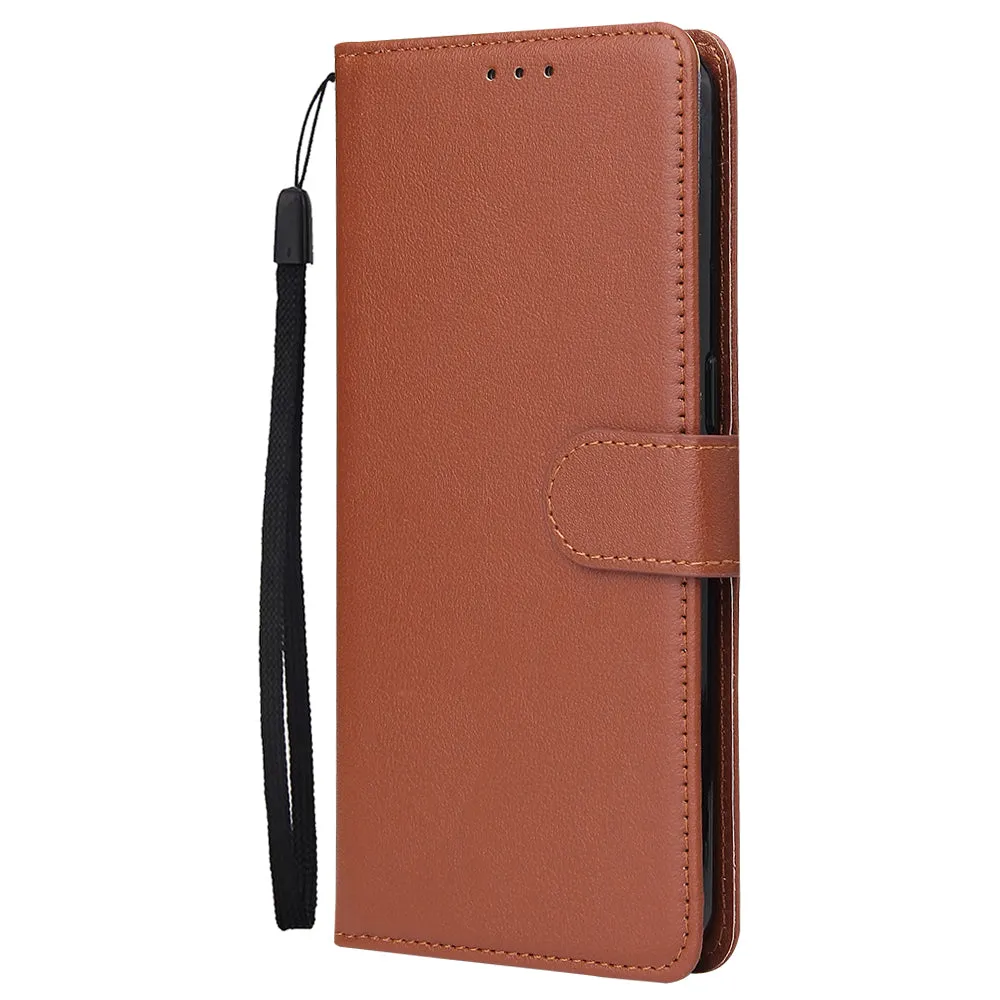For OPPO A8 / A31/Realme XT / X2 Mobile Phone Case PU Buckle Closure Wallet Design Cards Slots All-round Protection Phone Cover  brown