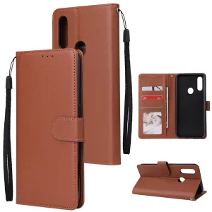 For OPPO A8 / A31/Realme XT / X2 Mobile Phone Case PU Buckle Closure Wallet Design Cards Slots All-round Protection Phone Cover  brown