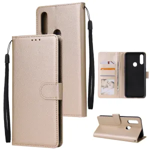 For OPPO A8 / A31/Realme XT / X2 Mobile Phone Case PU Buckle Closure Wallet Design Cards Slots All-round Protection Phone Cover  Golden