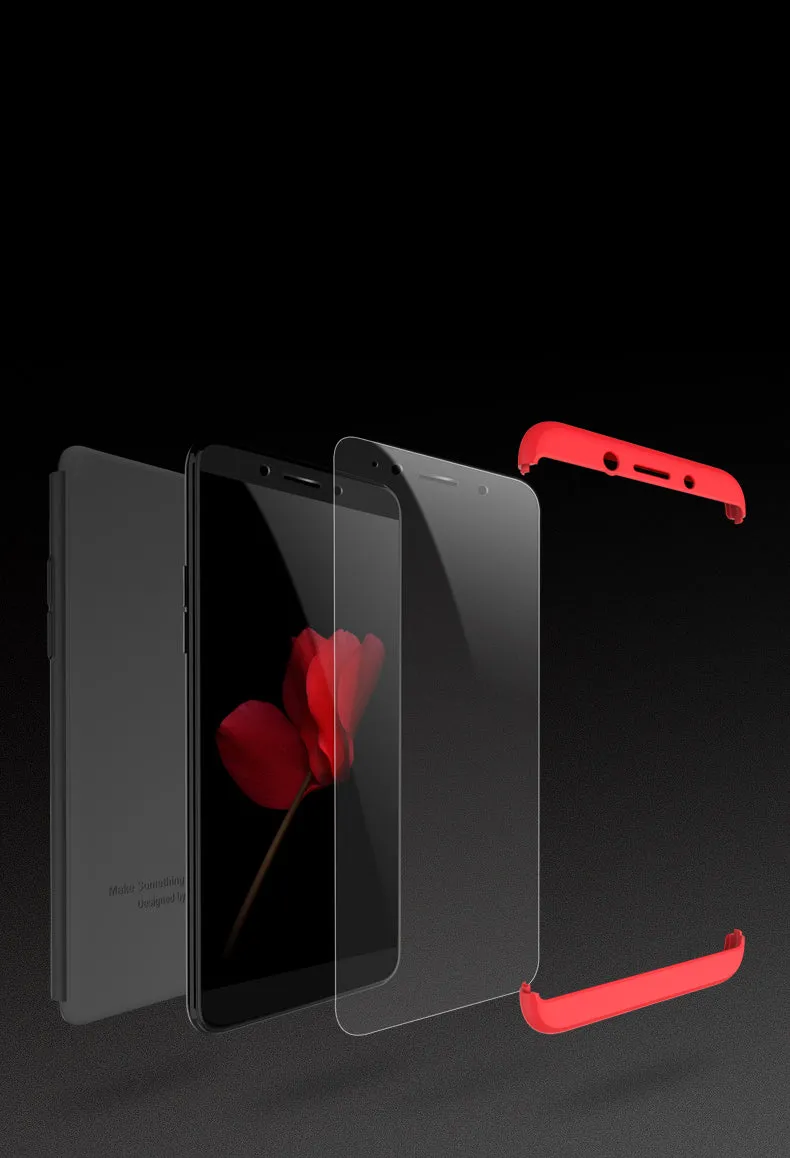 For OPPO A83/A1 Ultra Slim PC Back Cover Non-slip Shockproof 360 Degree Full Protective Case Red black red