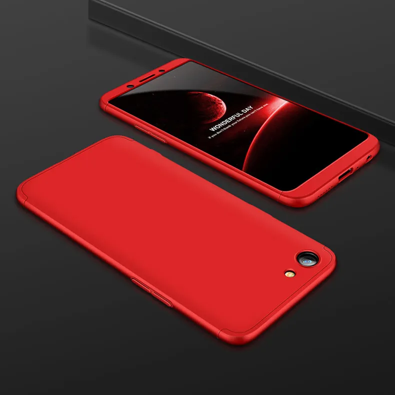 For OPPO A83/A1 Ultra Slim PC Back Cover Non-slip Shockproof 360 Degree Full Protective Case Red black red