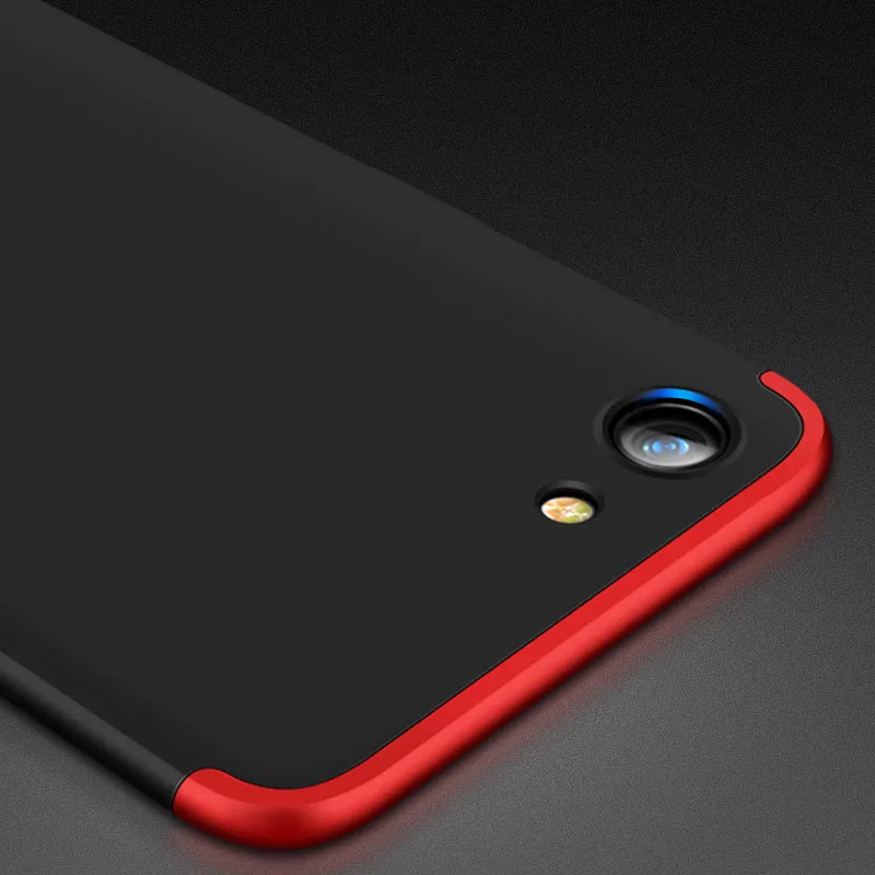 For OPPO A83/A1 Ultra Slim PC Back Cover Non-slip Shockproof 360 Degree Full Protective Case Red black red