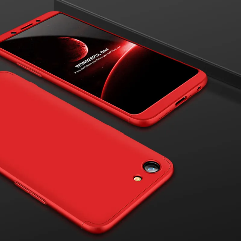 For OPPO A83/A1 Ultra Slim PC Back Cover Non-slip Shockproof 360 Degree Full Protective Case Red black red