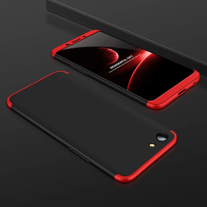 For OPPO A83/A1 Ultra Slim PC Back Cover Non-slip Shockproof 360 Degree Full Protective Case Red black red