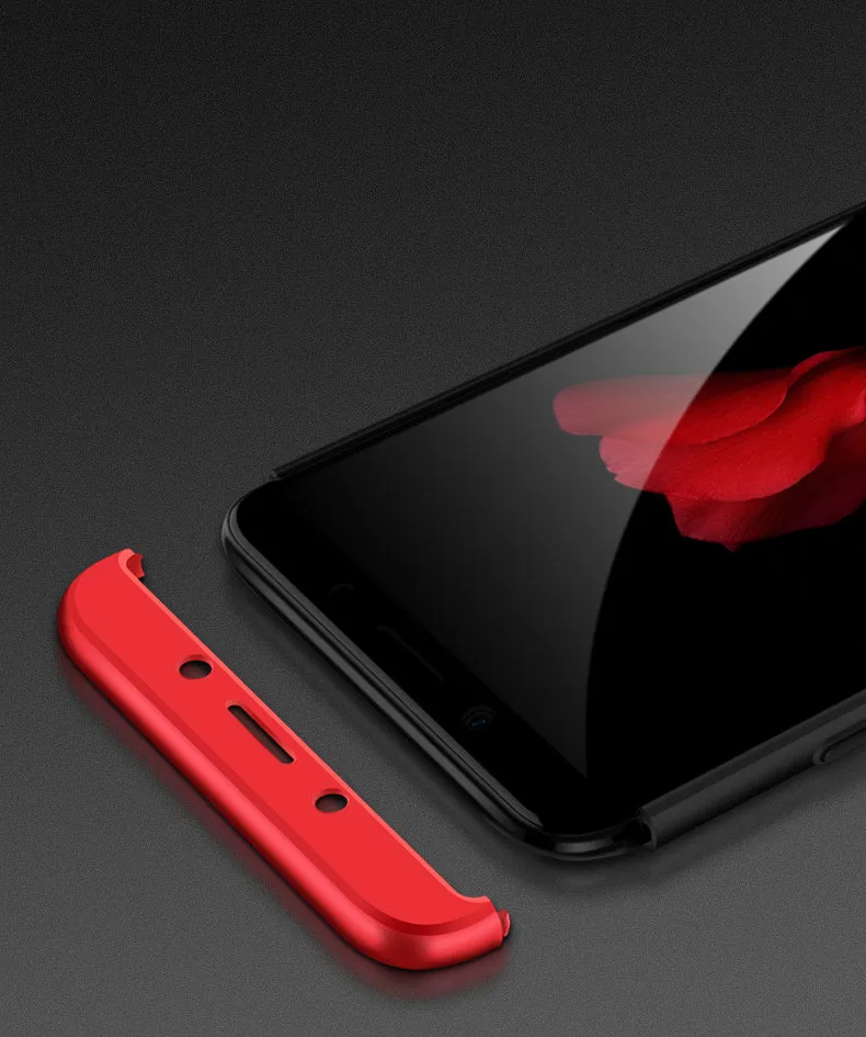 For OPPO A83/A1 Ultra Slim PC Back Cover Non-slip Shockproof 360 Degree Full Protective Case Red black red