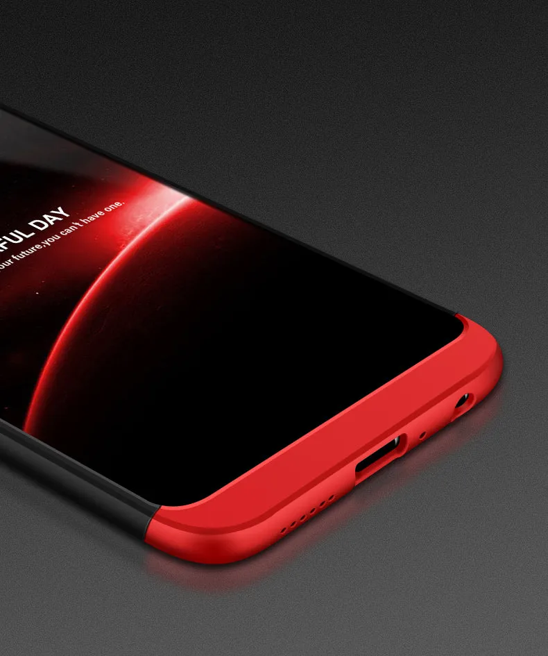For OPPO A83/A1 Ultra Slim PC Back Cover Non-slip Shockproof 360 Degree Full Protective Case Red black red