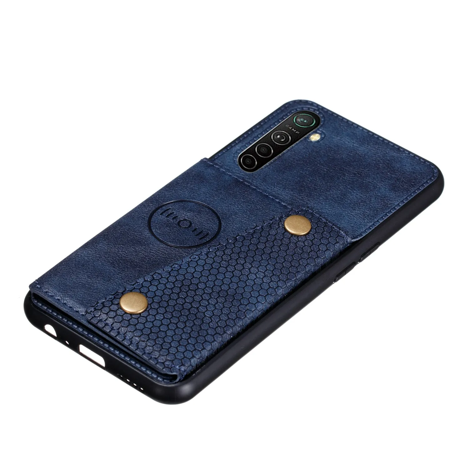 For OPPO A9 2020/Realme XT/Reno 2 Mobile Phone Shell Classic Textured Pattern Buckle Closure Design Anti-fall Smartphone Case  blue