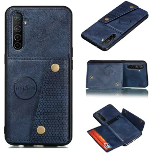 For OPPO A9 2020/Realme XT/Reno 2 Mobile Phone Shell Classic Textured Pattern Buckle Closure Design Anti-fall Smartphone Case  blue
