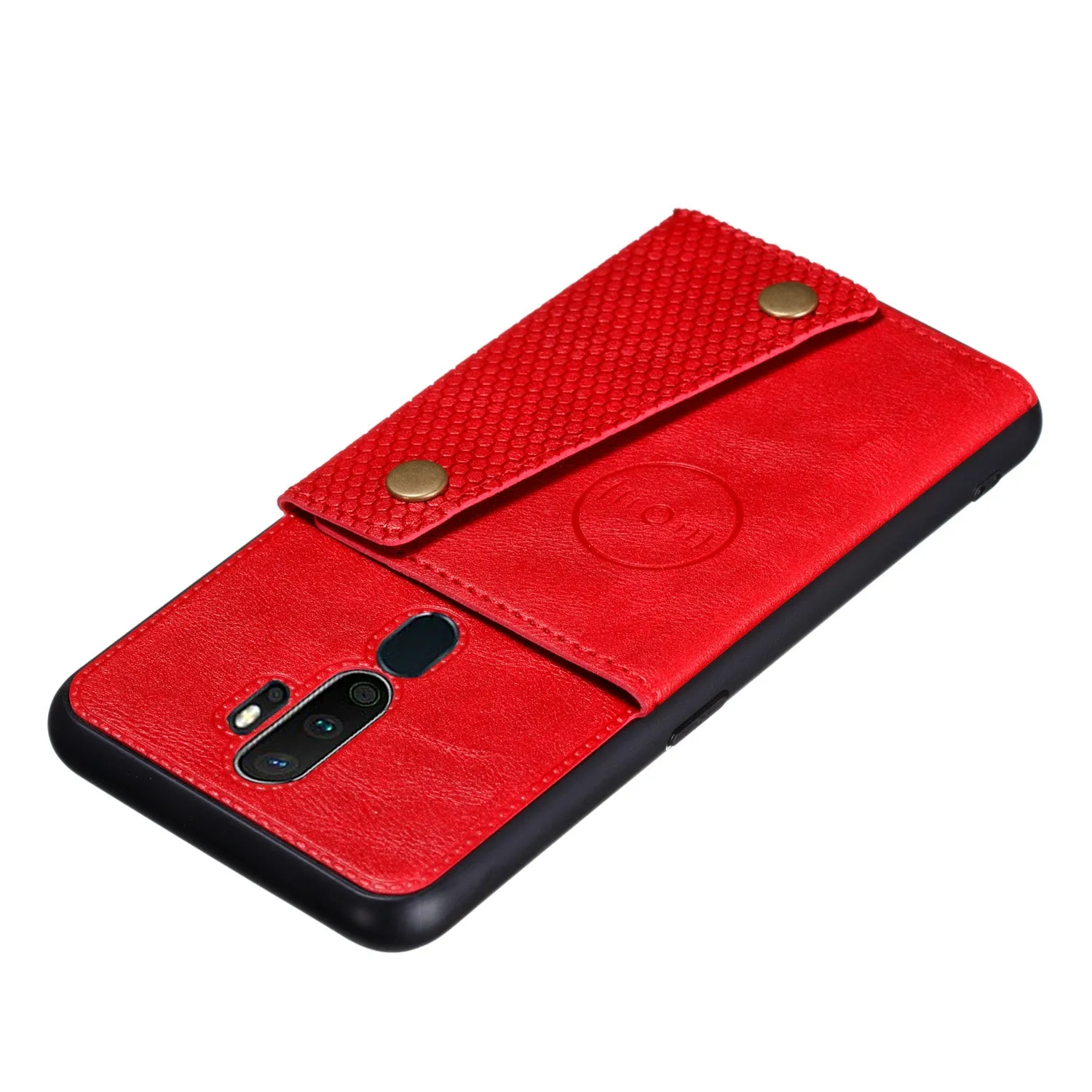 For OPPO A9 2020/Realme XT/Reno 2 Mobile Phone Shell Classic Textured Pattern Buckle Closure Design Anti-fall Smartphone Case  blue