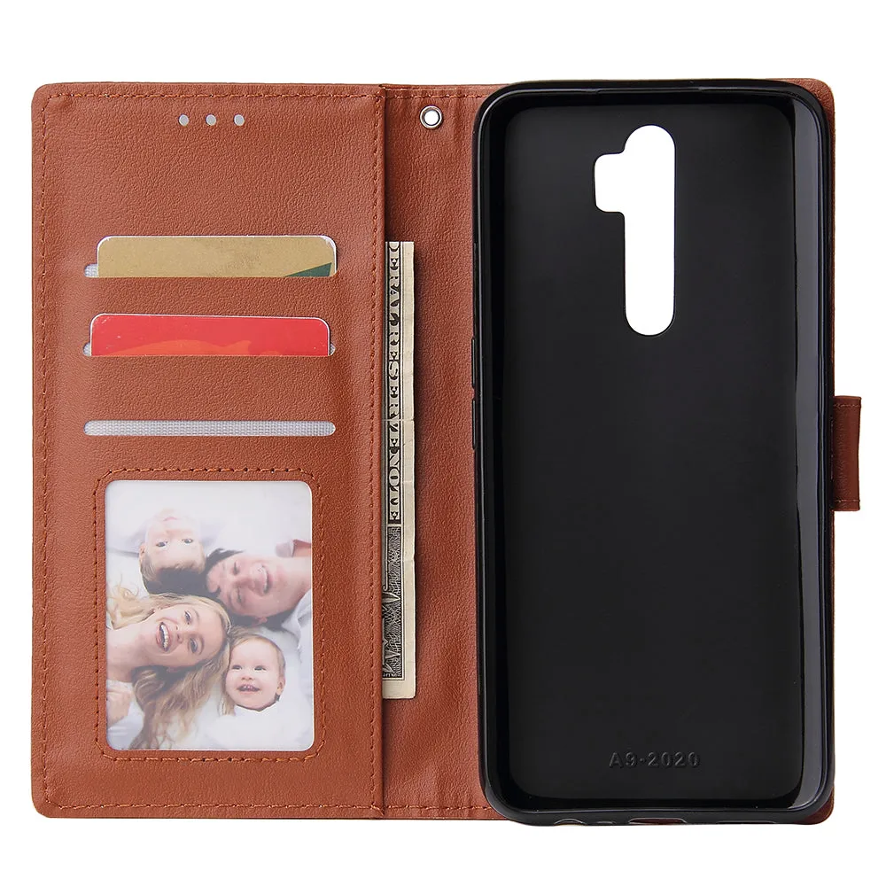 For Oppo A9 2020/Reno 2Z Cellphone Shell PU Leather Mobile Phone Cover Stand Available Anti-drop Elegant Smartphone Case Black
