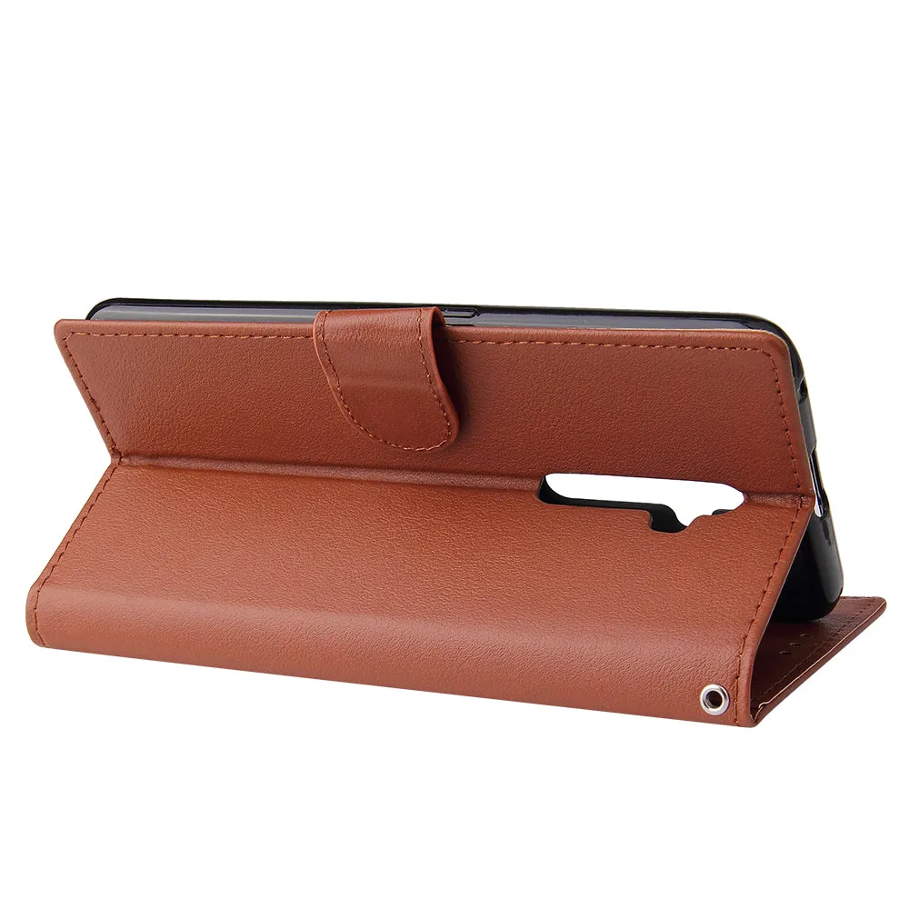 For Oppo A9 2020/Reno 2Z Cellphone Shell PU Leather Mobile Phone Cover Stand Available Anti-drop Elegant Smartphone Case Black