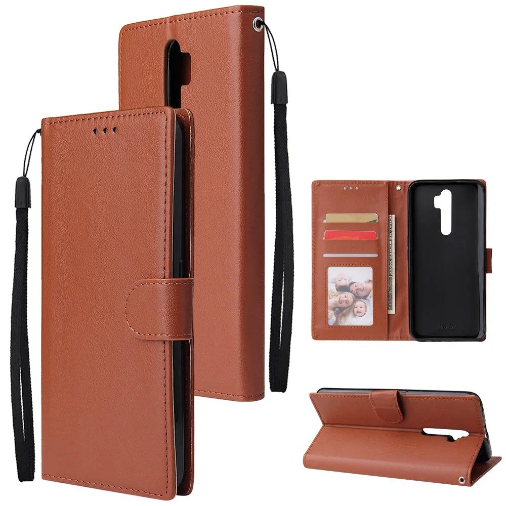 For Oppo A9 2020/Reno 2Z Cellphone Shell PU Leather Mobile Phone Cover Stand Available Anti-drop Elegant Smartphone Case Black