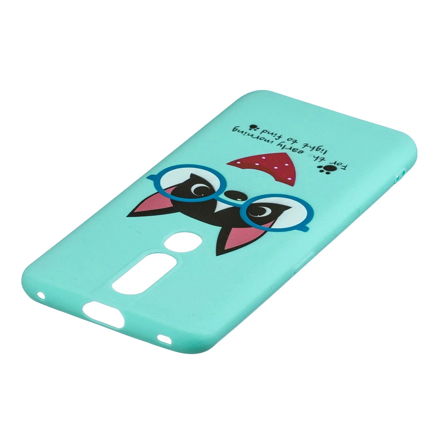 For OPPO F11 PRO Cartoon Lovely Coloured Painted Soft TPU Back Cover Non-slip Shockproof Full Protective Case with Lanyard Light blue