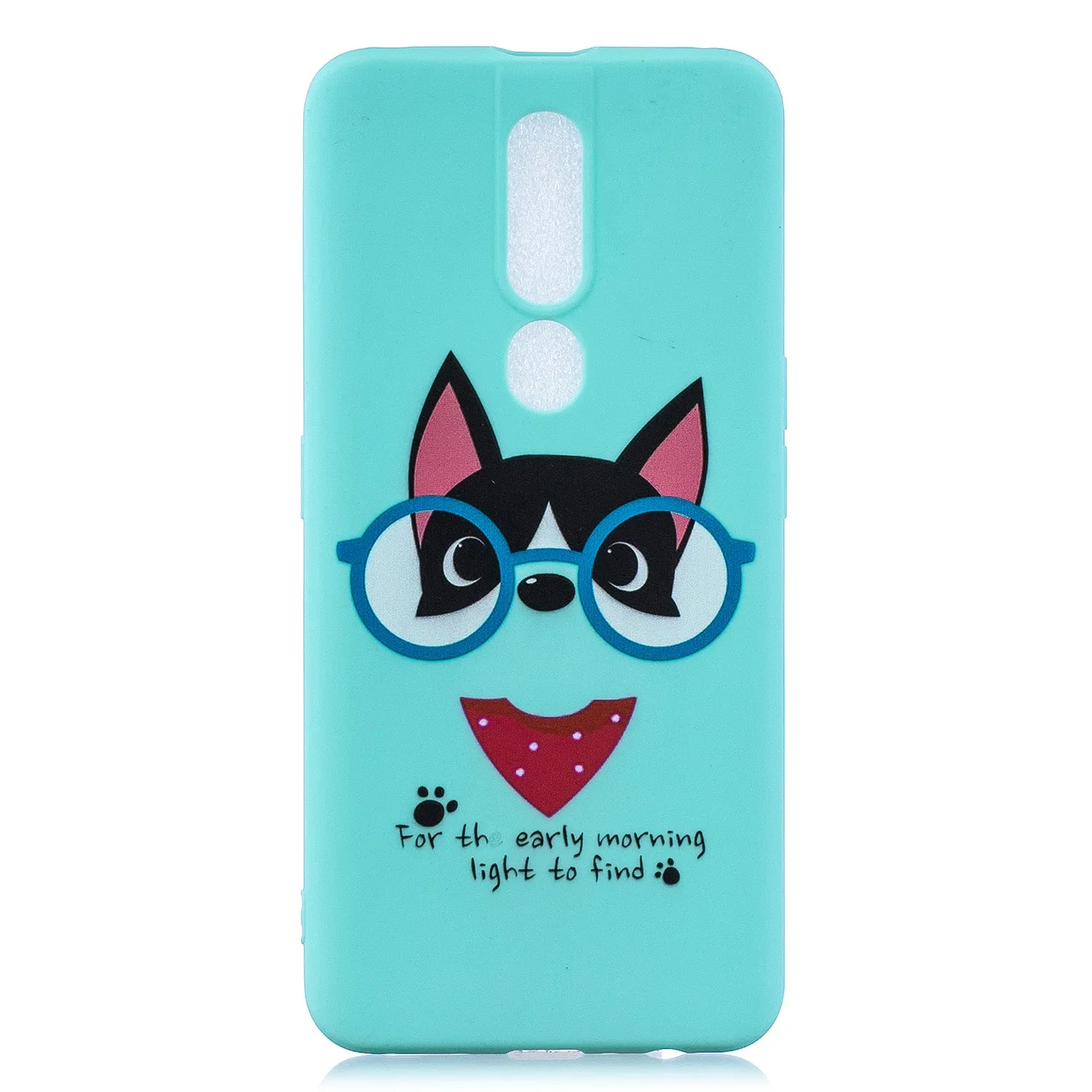 For OPPO F11 PRO Cartoon Lovely Coloured Painted Soft TPU Back Cover Non-slip Shockproof Full Protective Case with Lanyard Light blue