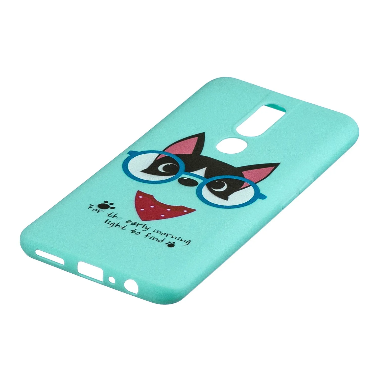 For OPPO F11 PRO Cartoon Lovely Coloured Painted Soft TPU Back Cover Non-slip Shockproof Full Protective Case with Lanyard Light blue