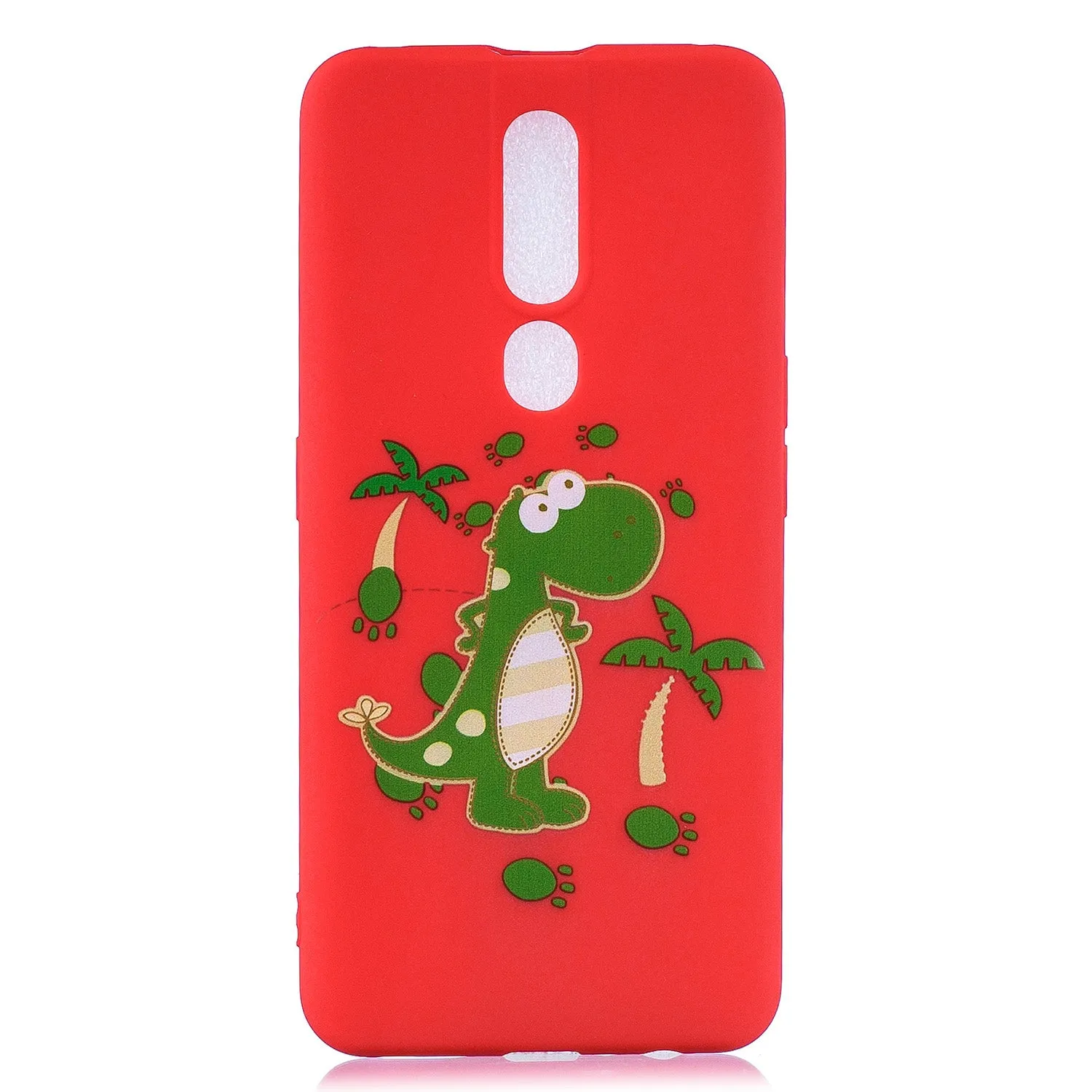 For OPPO F11 PRO Cartoon Lovely Coloured Painted Soft TPU Back Cover Non-slip Shockproof Full Protective Case with Lanyard red