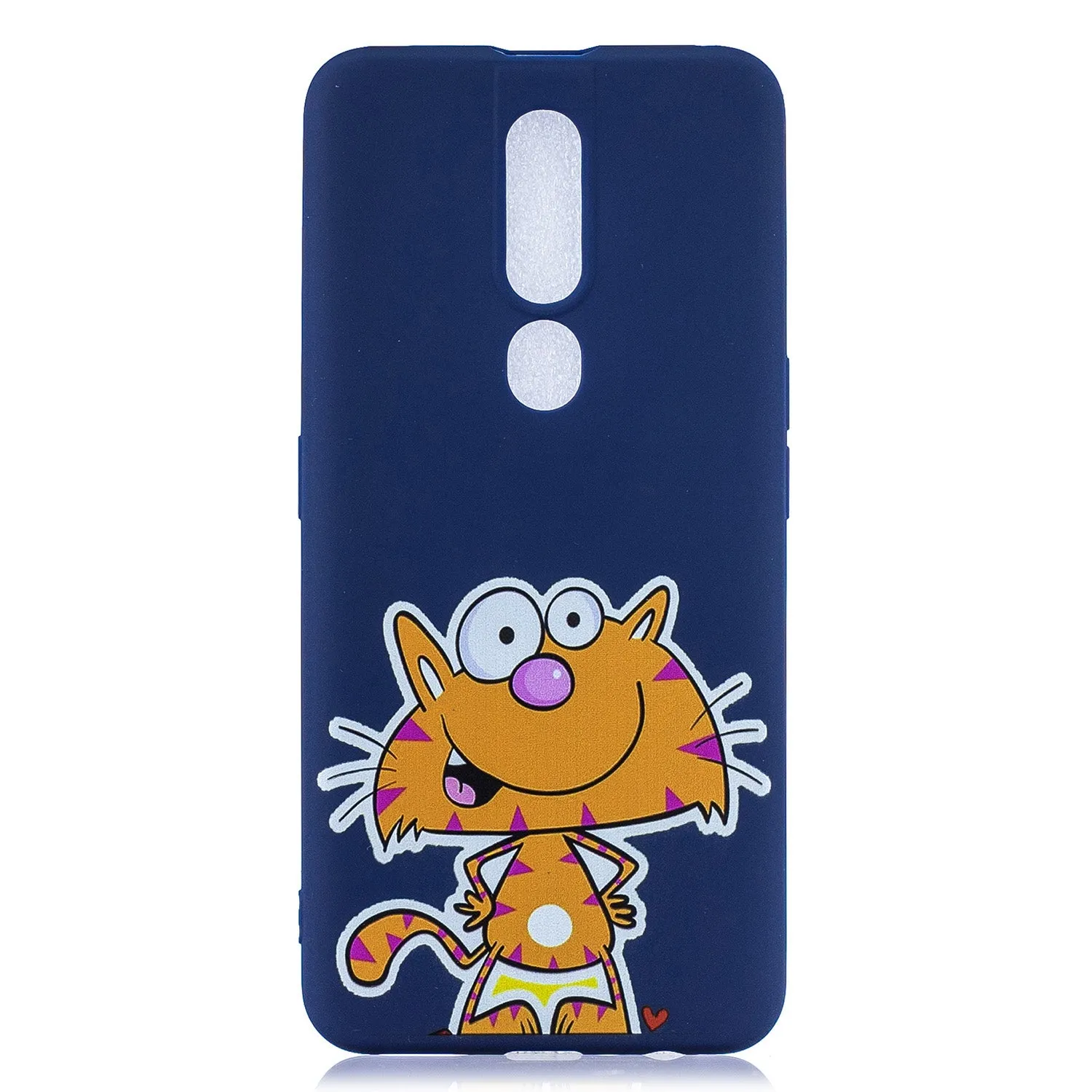 For OPPO F11 PRO Cartoon Lovely Coloured Painted Soft TPU Back Cover Non-slip Shockproof Full Protective Case with Lanyard sapphire