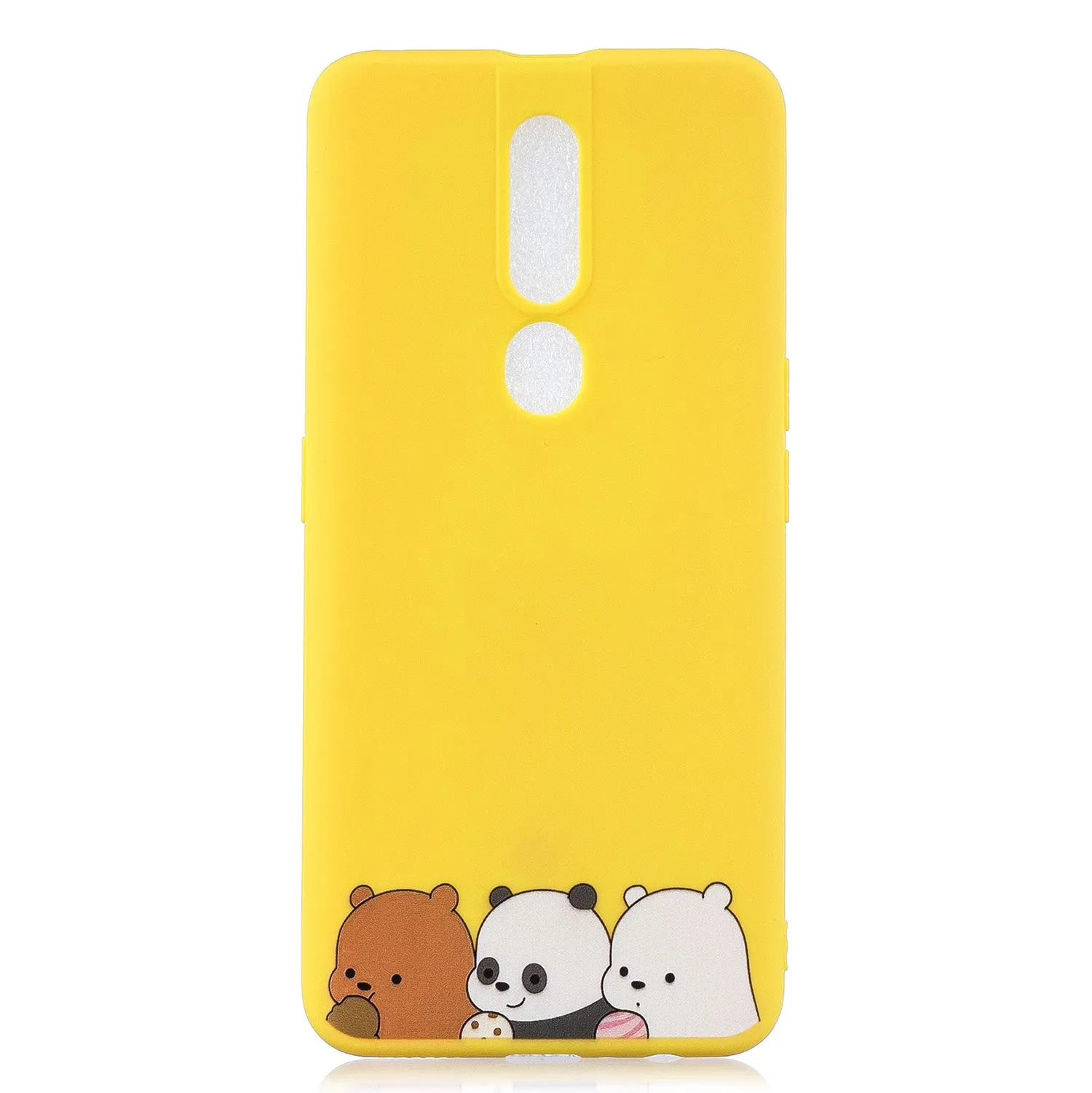For OPPO F11 PRO Cartoon Lovely Coloured Painted Soft TPU Back Cover Non-slip Shockproof Full Protective Case with Lanyard yellow