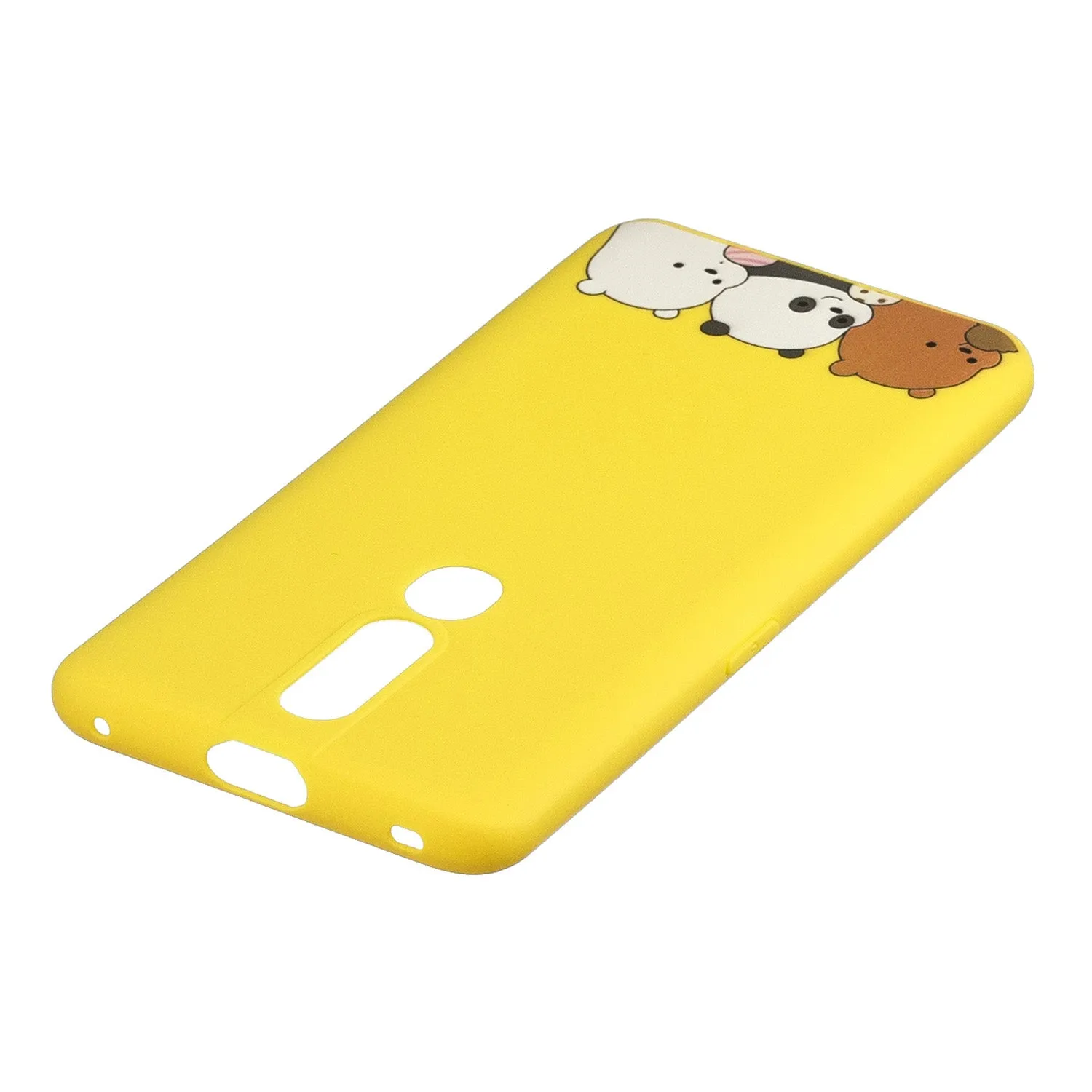 For OPPO F11 PRO Cartoon Lovely Coloured Painted Soft TPU Back Cover Non-slip Shockproof Full Protective Case with Lanyard yellow