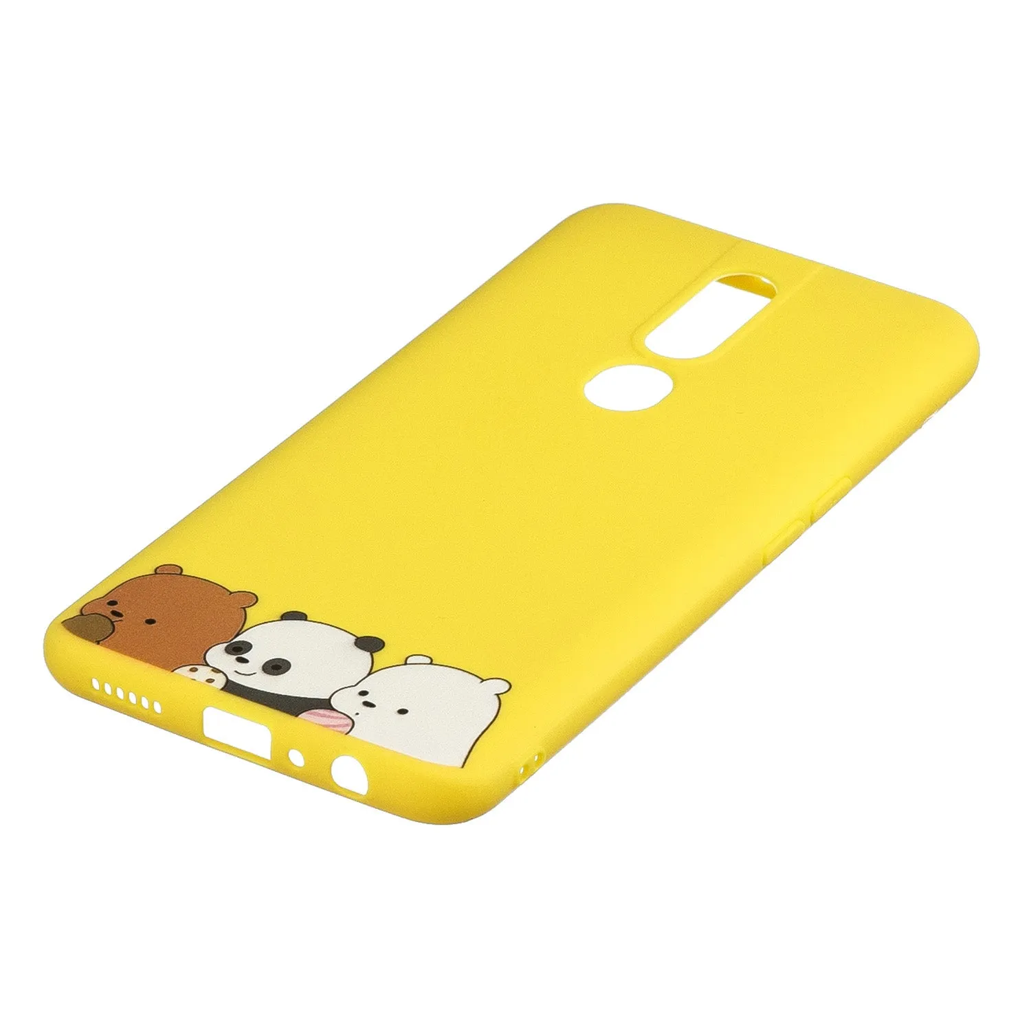 For OPPO F11 PRO Cartoon Lovely Coloured Painted Soft TPU Back Cover Non-slip Shockproof Full Protective Case with Lanyard yellow