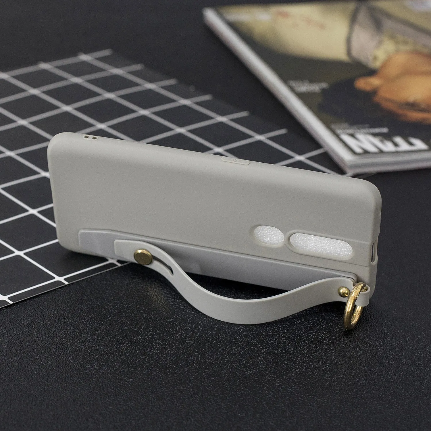 For OPPO F11 pro Simple Solid Color Chic Wrist Rope Bracket Matte TPU Anti-scratch Non-slip Protective Cover Back Case 10 beans green