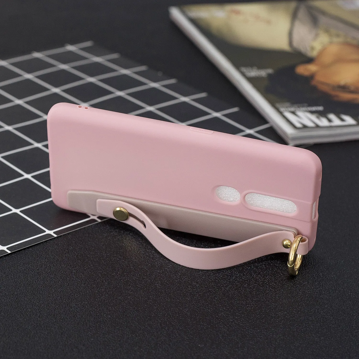 For OPPO F11 pro Simple Solid Color Chic Wrist Rope Bracket Matte TPU Anti-scratch Non-slip Protective Cover Back Case 10 beans green