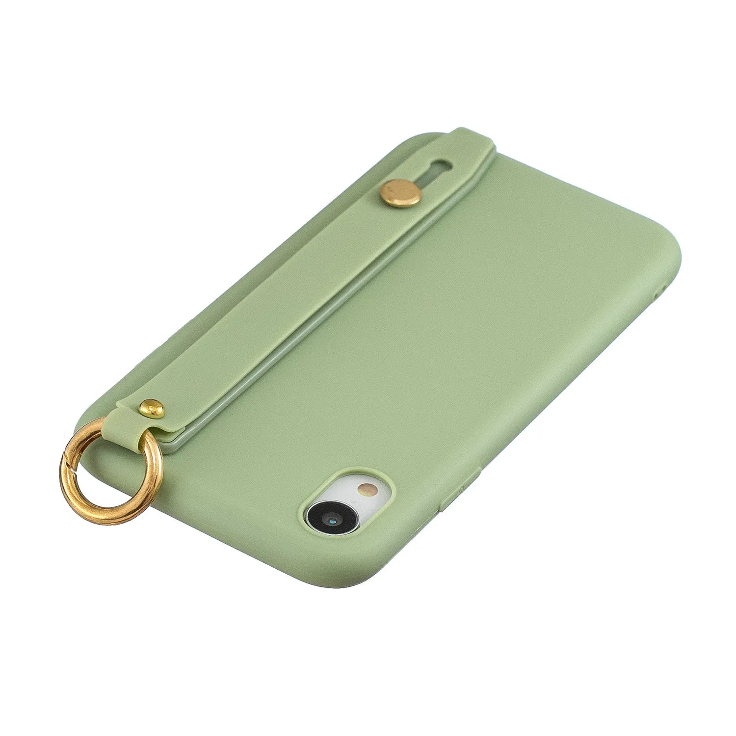 For OPPO F11 pro Simple Solid Color Chic Wrist Rope Bracket Matte TPU Anti-scratch Non-slip Protective Cover Back Case 10 beans green