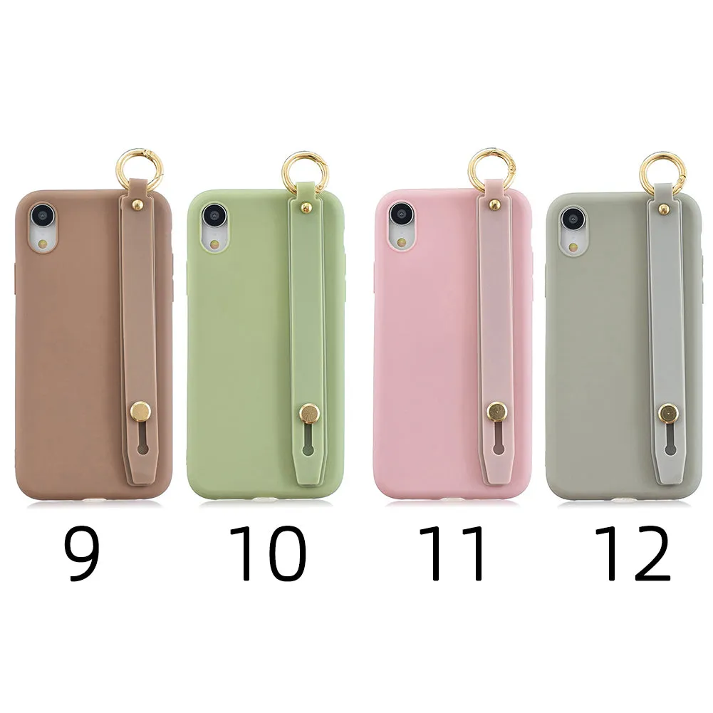 For OPPO F11 pro Simple Solid Color Chic Wrist Rope Bracket Matte TPU Anti-scratch Non-slip Protective Cover Back Case 10 beans green