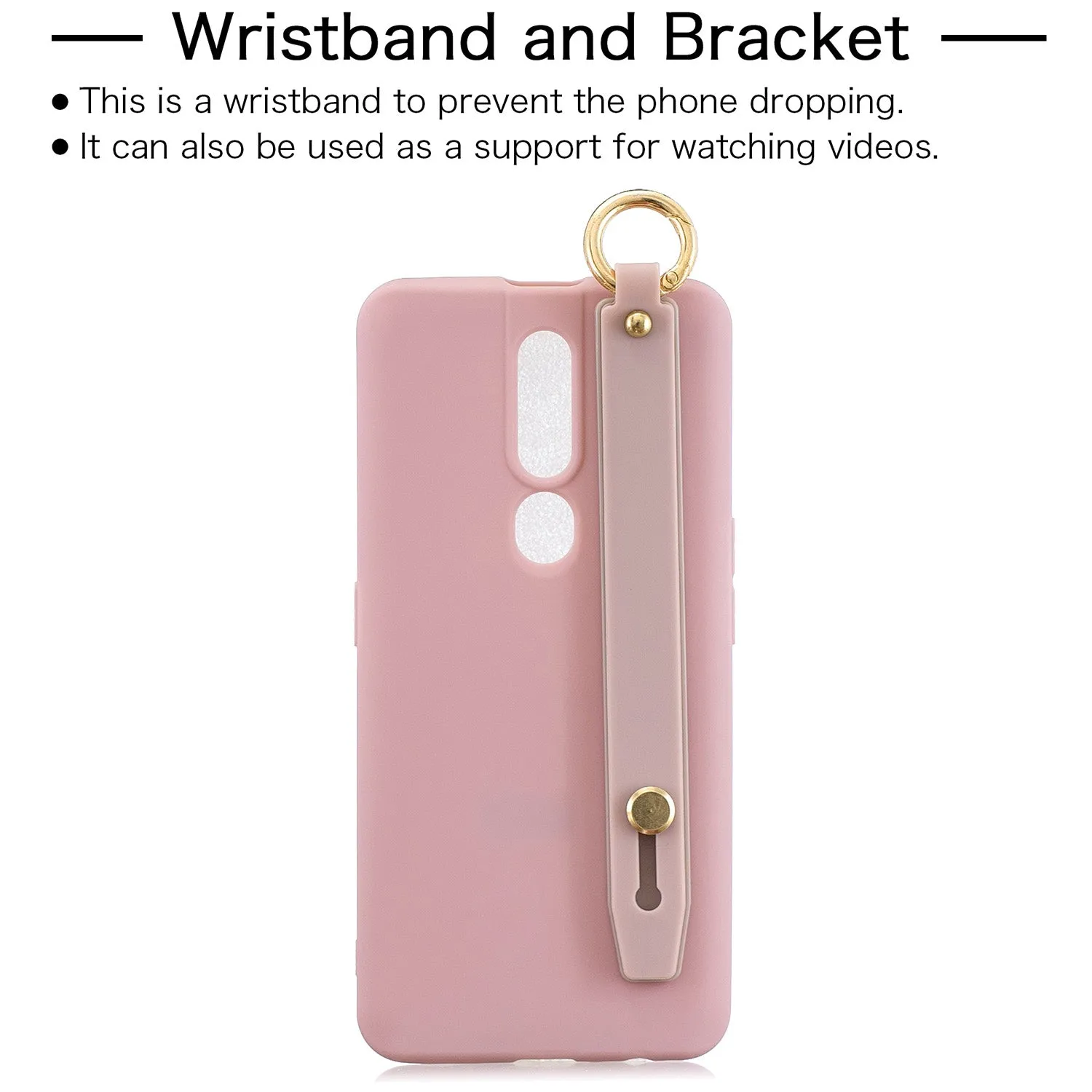 For OPPO F11 pro Simple Solid Color Chic Wrist Rope Bracket Matte TPU Anti-scratch Non-slip Protective Cover Back Case 10 beans green