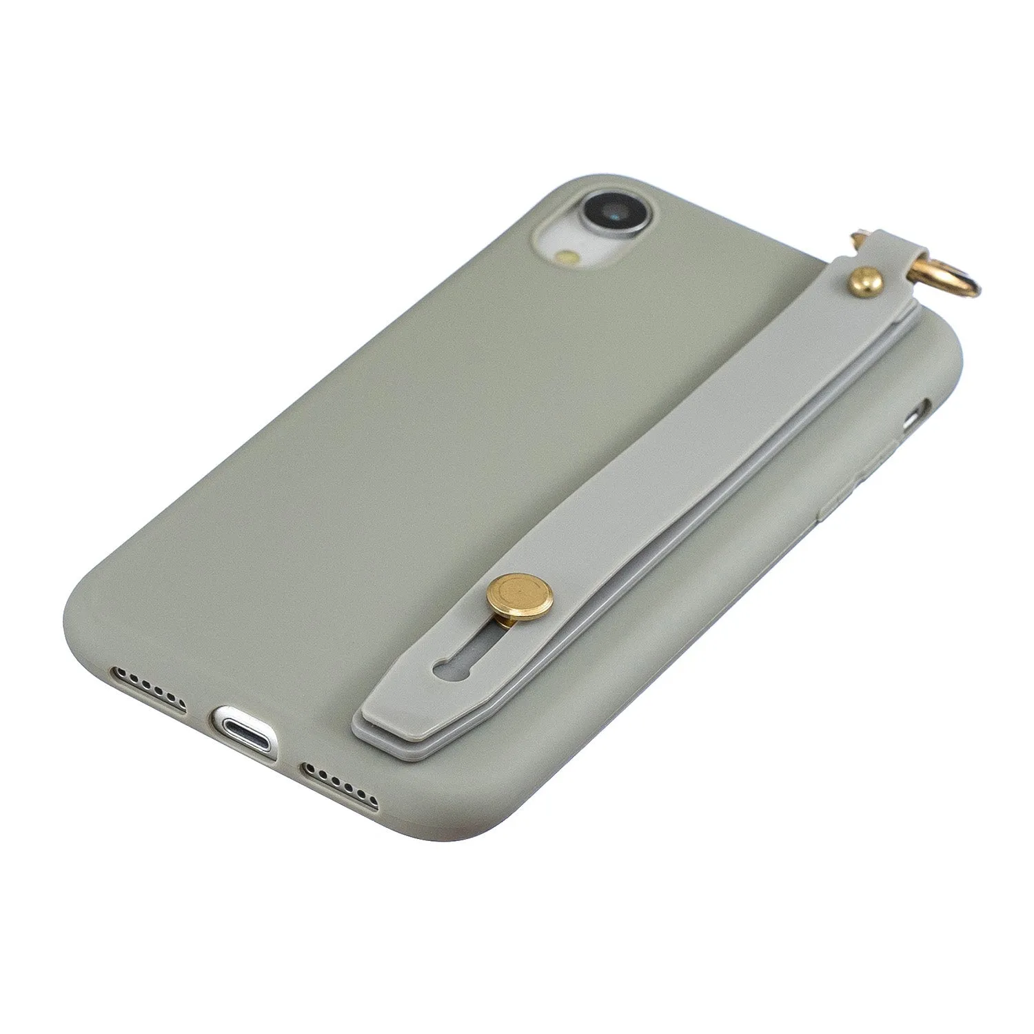 For OPPO F11 pro Simple Solid Color Chic Wrist Rope Bracket Matte TPU Anti-scratch Non-slip Protective Cover Back Case 12 gray