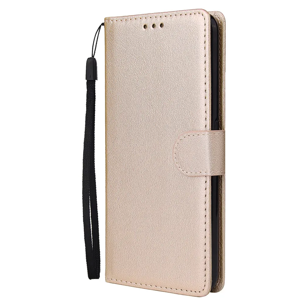 For OPPO F11 pro Wallet-type PU Leather Protective Phone Case with Buckle & 3 Card Position Gold