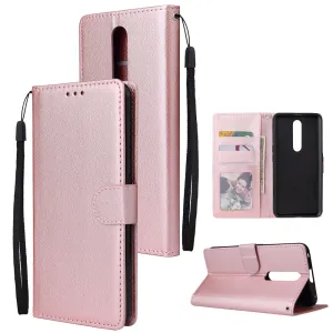 For OPPO F11 pro Wallet-type PU Leather Protective Phone Case with Buckle & 3 Card Position Rose gold