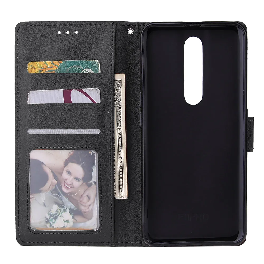 For OPPO F11 Wallet-type PU Leather Protective Phone Case with Buckle & 3 Card Position black