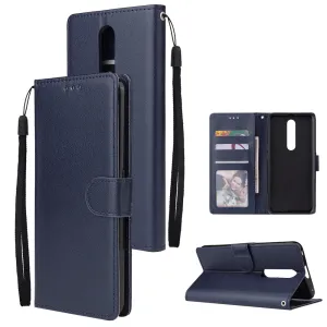 For OPPO F11 Wallet-type PU Leather Protective Phone Case with Buckle & 3 Card Position blue