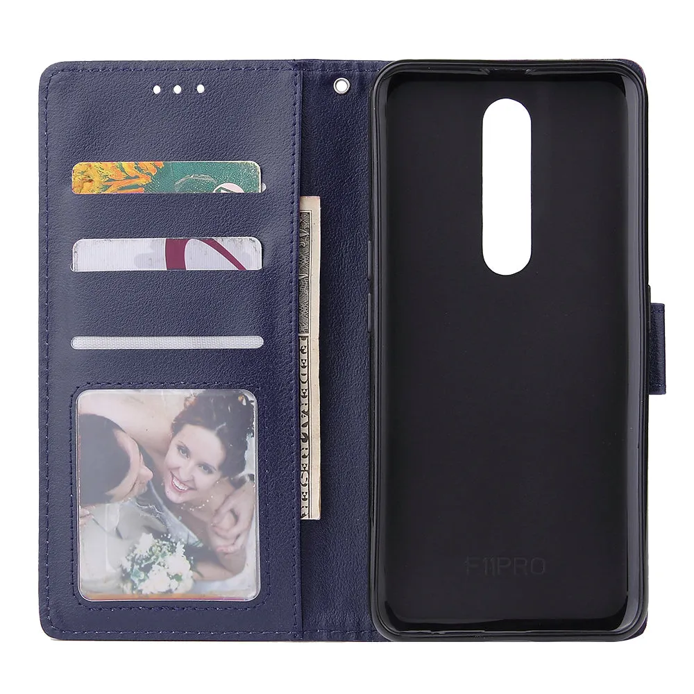 For OPPO F11 Wallet-type PU Leather Protective Phone Case with Buckle & 3 Card Position blue