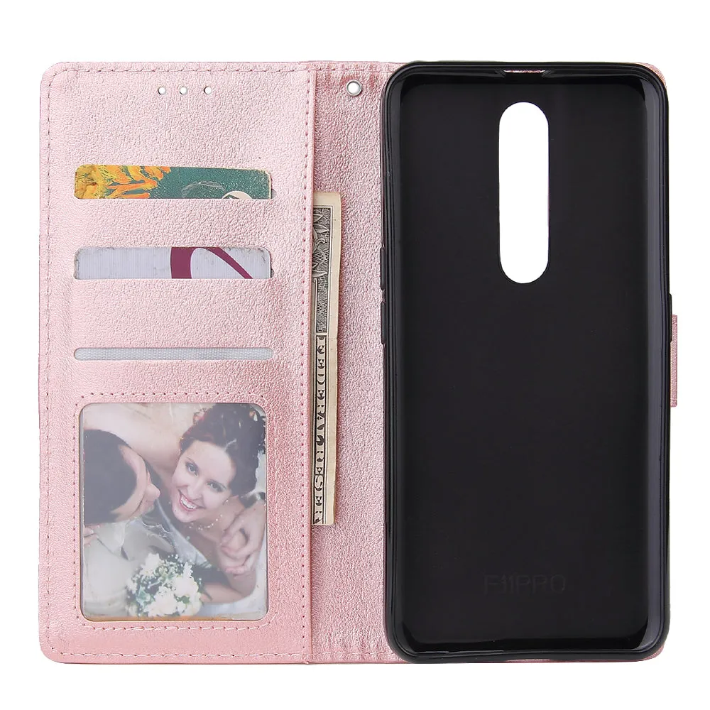 For OPPO F11 Wallet-type PU Leather Protective Phone Case with Buckle & 3 Card Position brown