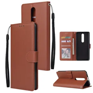 For OPPO F11 Wallet-type PU Leather Protective Phone Case with Buckle & 3 Card Position brown