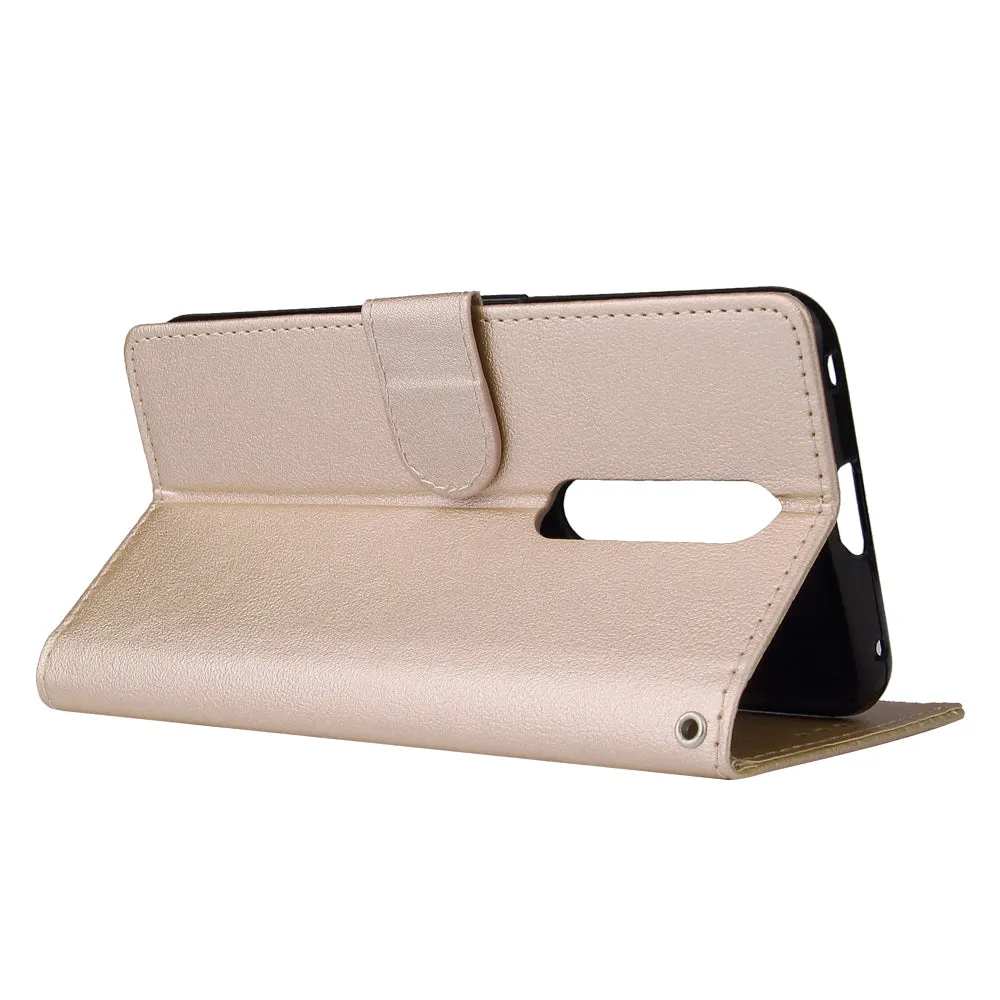 For OPPO F11 Wallet-type PU Leather Protective Phone Case with Buckle & 3 Card Position Gold