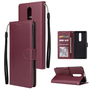 For OPPO F11 Wallet-type PU Leather Protective Phone Case with Buckle & 3 Card Position Red wine