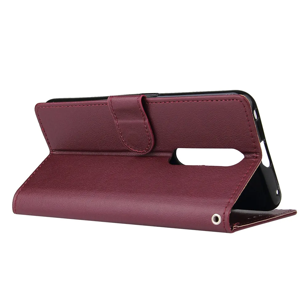 For OPPO F11 Wallet-type PU Leather Protective Phone Case with Buckle & 3 Card Position Red wine