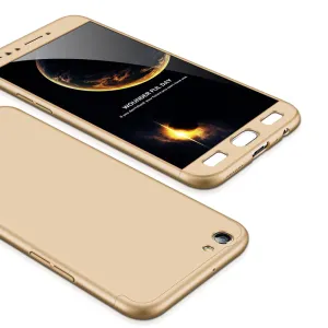 For OPPO F3 PLUS Ultra Slim PC Back Cover Non-slip Shockproof 360 Degree Full Protective Case Gold