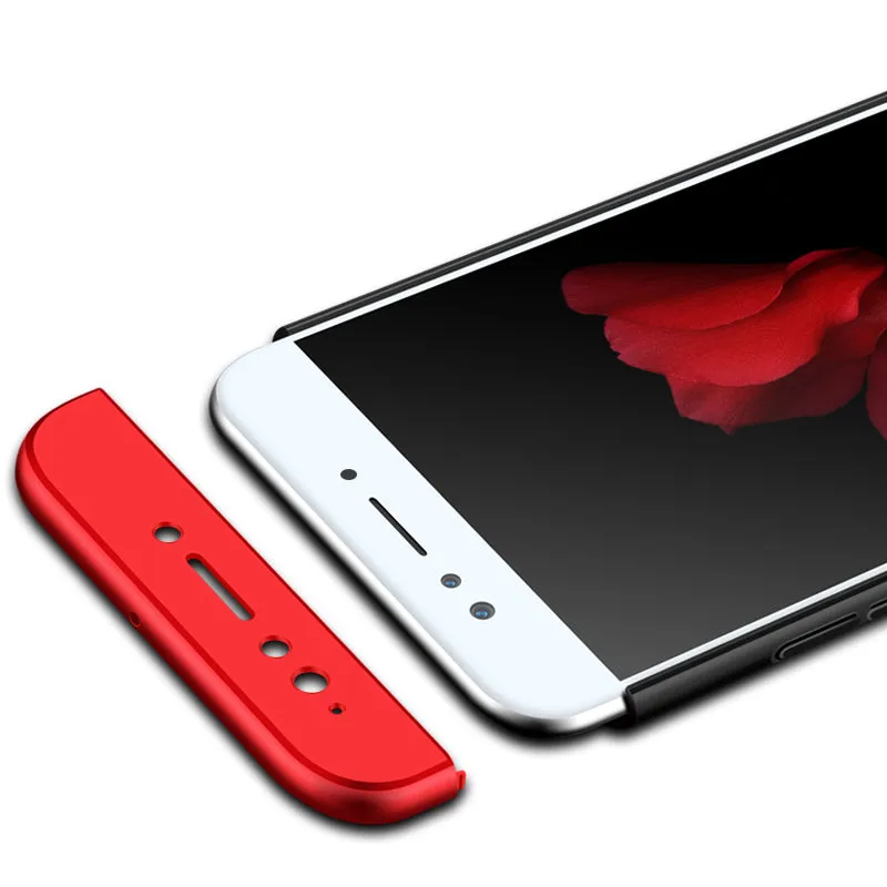 For OPPO F3 PLUS Ultra Slim PC Back Cover Non-slip Shockproof 360 Degree Full Protective Case red