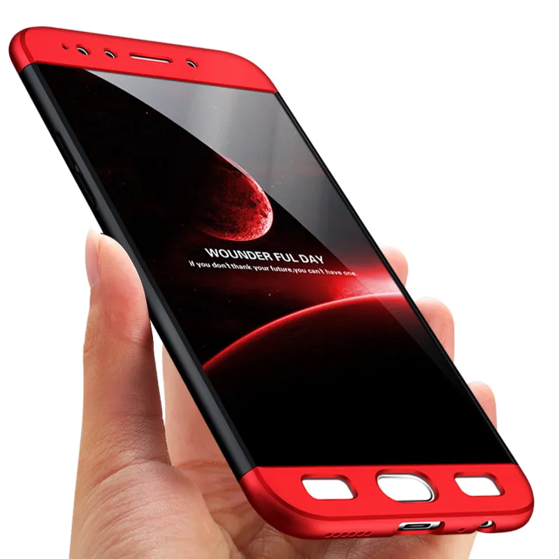 For OPPO F3 PLUS Ultra Slim PC Back Cover Non-slip Shockproof 360 Degree Full Protective Case red