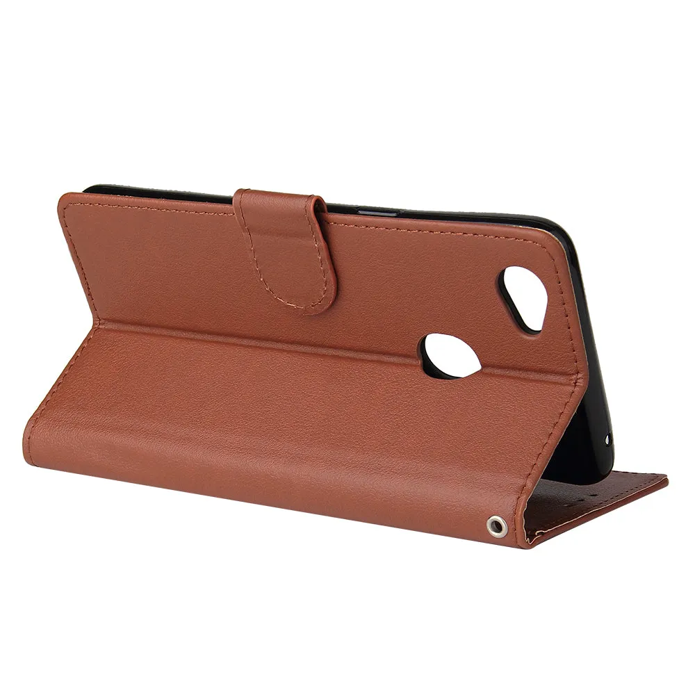 For OPPO F7 Wallet-type PU Leather Protective Phone Case with Buckle & 3 Card Position black